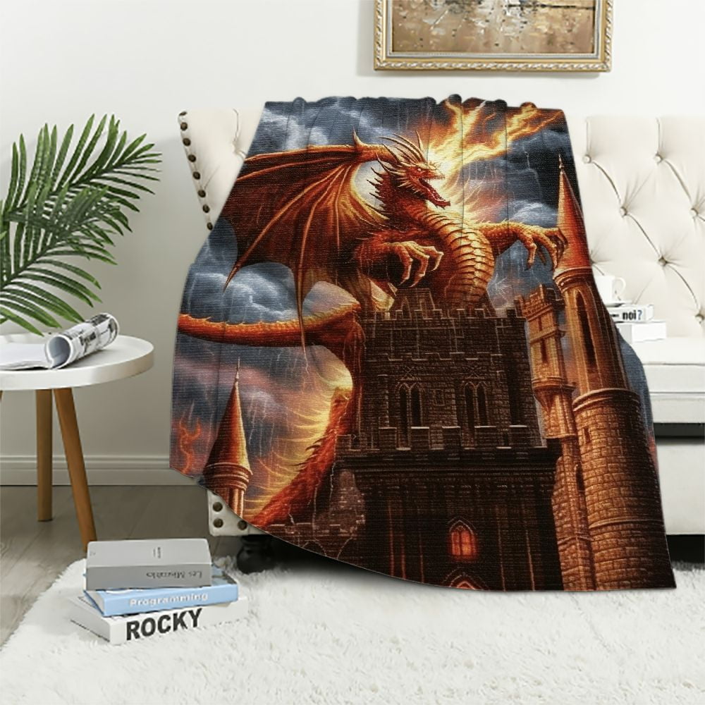ARISTURING Dragon Fury Blanket Dragons Collection Gift Fantasy Throw Woven from Cotton Made