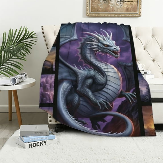 ARISTURING Dragon Throw Blanket Flannel Blankets Soft Cozy Lightweight Warm Blanket Bed Couch Sofa for All Seasons Kids Boys Girls Men Women Gifts