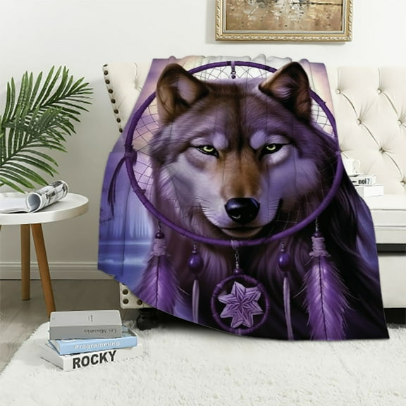 ARISTURING Dreamcatcher Wolf Blanket for Bed,Dreamcatcher Throw Blanket for Women, Men and Kids Super Soft Plush Wolf Blanket Throw Blanket - King Size Blanket