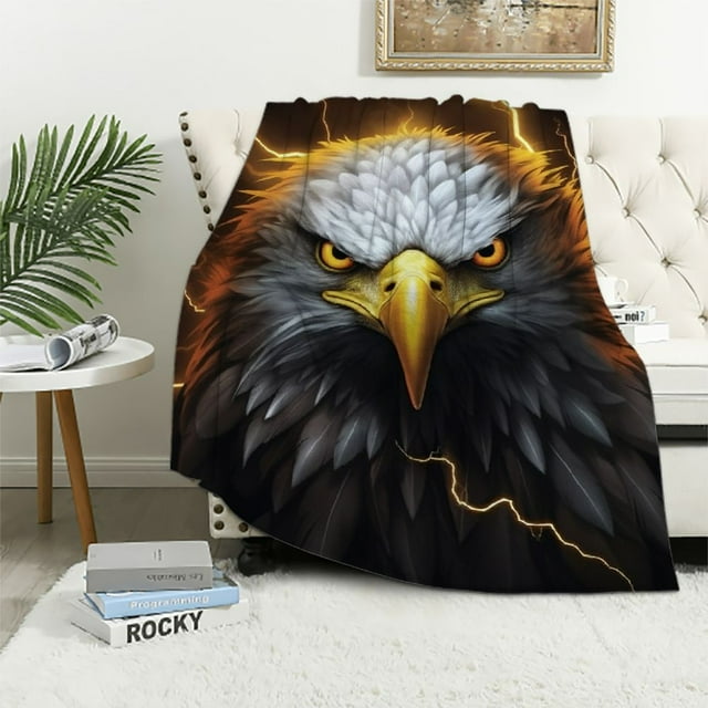 ARISTURING Eagle Gifts Blanket, Cool Black Gold Lightning Eagle Blanket