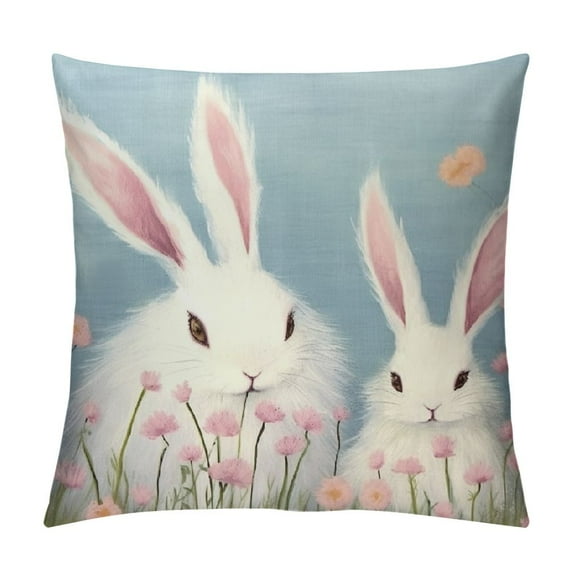 HENGT  Easter Pillow Cover Rabbit Ears Floral Decorations Holiday Farmhouse Spring Pillow Case for Home Sofa Couch Decor