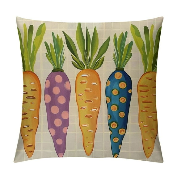 ARISTURING  Easter Pillow Covers,Watercolor Carrots Decorations Throw Pillow Covers,Spring Haliday Farmhouse Decor Pillow Case for Home Sofa Couch