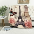 thumbnail image 1 of ARISTURING Eiffel Tower Throw Blanket Soft Cozy Butterfly and Rose Flannel&nbsp;Blanket for Kids Women Adults Romantic Paris Plush Blanket Retro Street Fuzzy Blanket for Sofa Bed, 1 of 6