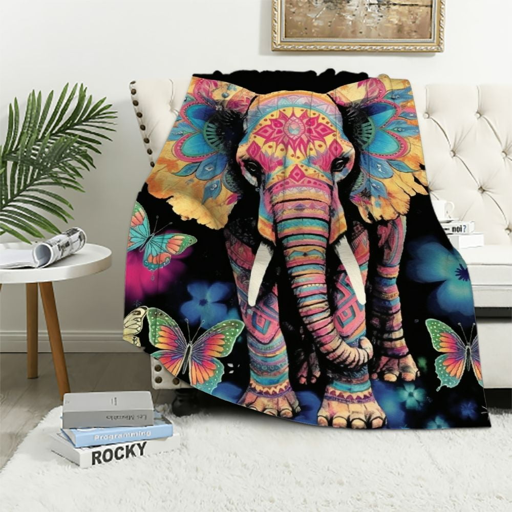 ARISTURING Elephant Blanket Adult Elephant Blankets for Women Elephant ...
