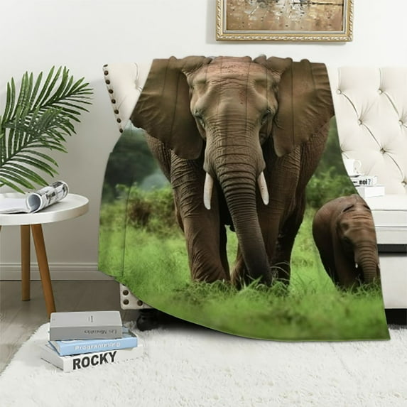 ARISTURING Elephant Blanket Soft Flannel Throw Blankets Gift for Girls Boys Adults Soft Warm Fluffy Cozy Decorative Blanket for Home Bedroom Living Room