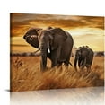 thumbnail image 1 of ARISTURING Elephant Canvas Picture Wall Art: Elephant Family Migrate Painting yellow Autumn Sunset Prints Panoramic Animals Wildlife Decorations For Living Room Bedroom Decor, 1 of 4