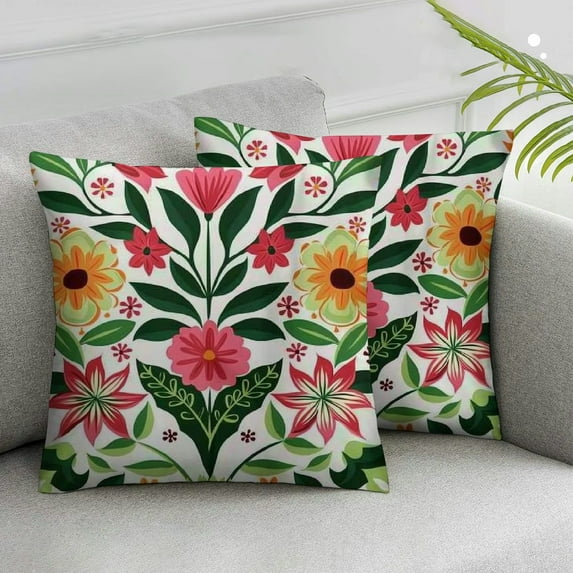 HENGT Ethnic Pillow Cover Hungarian Folk Pattern Border Kalocsa Floral Ethnic Ornament Slavic Eastern European Print Isolated Vintage Traditional Flowerfor Woman Clothing Pillow Covers 2 pcs