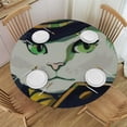 thumbnail image 1 of ARISTURING Fabric Round Tablecloths, Compatible with Cool Cat with Hat Beer Mugs Funny Drink Water Resistant Tablecloths for Dining, Kitchen, Wedding, Parties Machine Washable White, 1 of 7