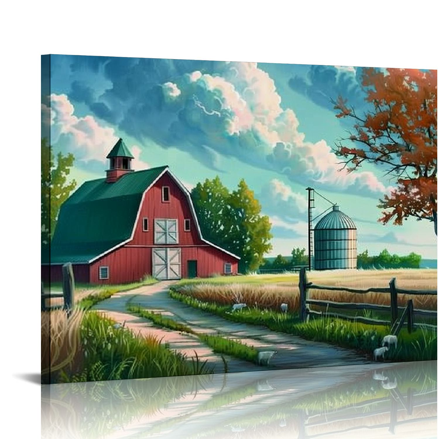 ARISTURING Farm Barn Silos 12 Canvas Art - Home Decor Wall Art Print ...