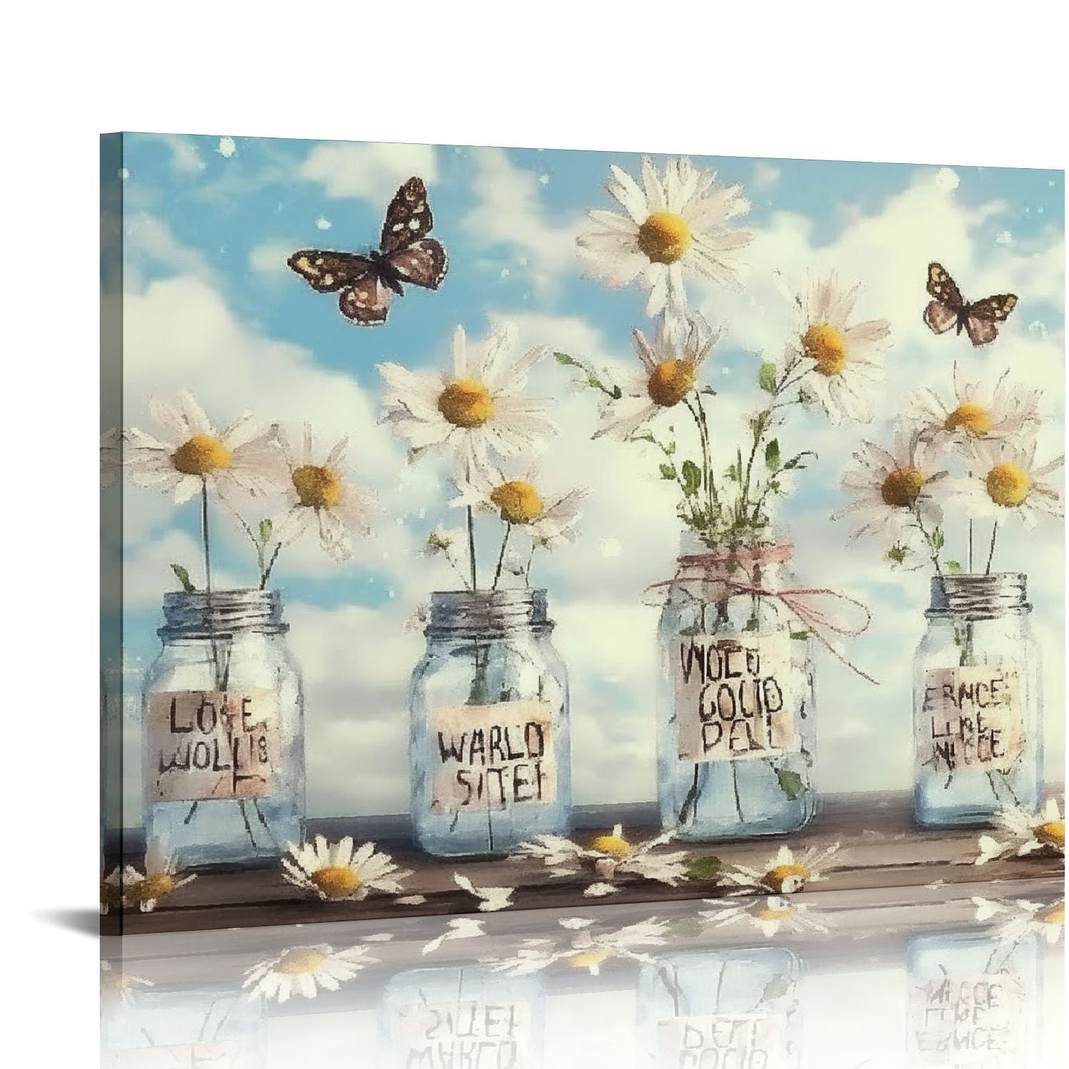 ARISTURING Farmhouse Bathroom Decor Wall Art Rustic White Daisy Flower ...