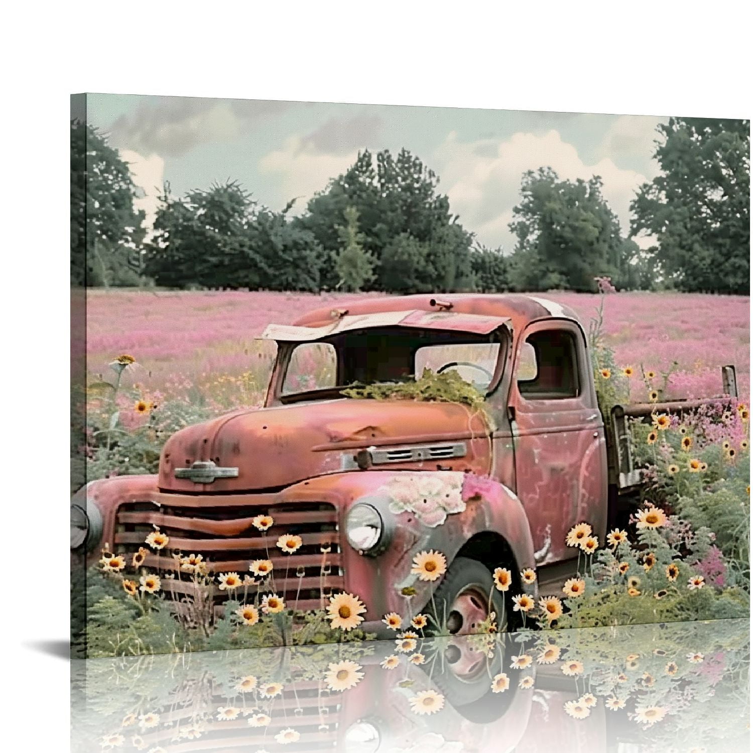 ARISTURING Farmhouse Truck Wall Art, Farmhouse Canvas Wall Art, Old