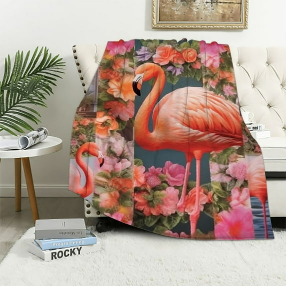 HENGT Flamingo Blanket Cozy Warm Pink Flamingo Plush Throw Blanket Soft Lightweight Animal Stuff Decor Fuzzy Flannel Bedding Blanket Gifts for Lover Girls Adults Women Bed Trave