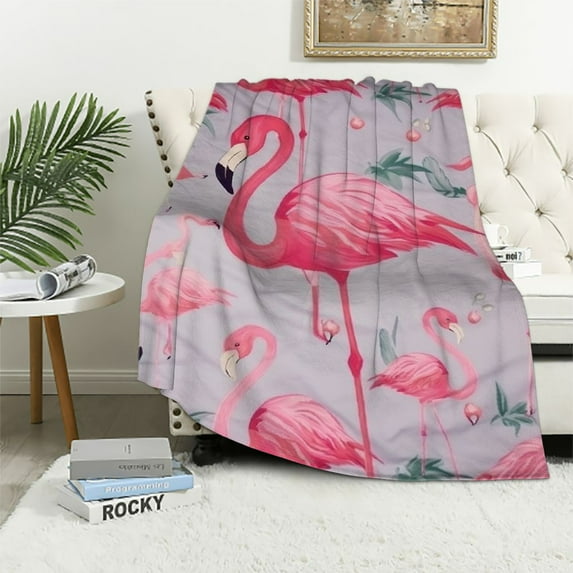 ARISTURING Flamingo Blanket Soft Warm Pink Flamingo Animal Throw Blanket Gifts for Women Girls Flamingo Stuff Decor Cozy Plush Lightweight Flannel Gifts Blankets for Adults Kids