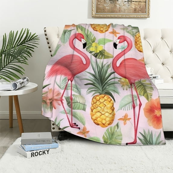 ARISTURING Flamingo Blanket for Women Men Kids Animal Blanket Soft Fuzzy Flannel Plush Throw Blankets for Couch Sofa Bed Home Decorative Blankets All Season