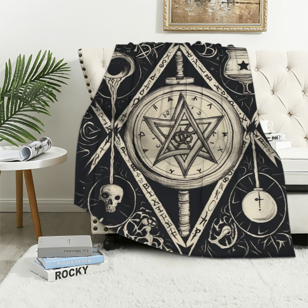 ARISTURING Flannel Blanket Hourglass Mysticism Symbols Throw Blankets
