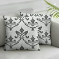 thumbnail image 1 of HENGT  Fleur De Lis Throw Pillow Cushion Cover, Lily Pattern Classic Retro Royal Vintage European Iris Ornamental Art, Decorative Rectangle Accent Pillow Case,  2 pcs, Grey, 1 of 6