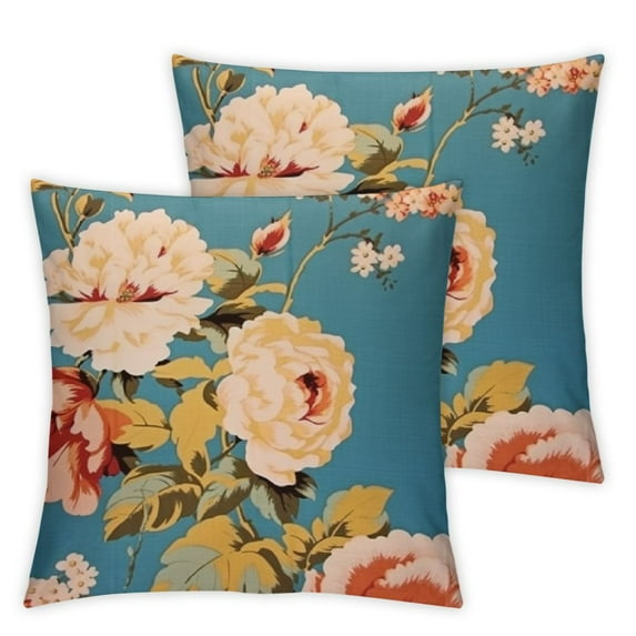 ARISTURING ® Floral/Flower Printcloth Decorative Throw Pillow Covers/Handmade Pillow Shams - Many Colors, Sizes Avaliable S19 Tree Peony -Blue 2pcs