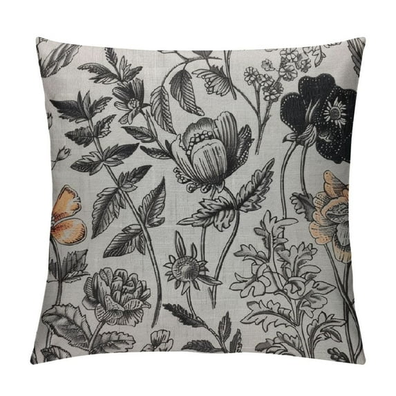 ARISTURING Floral Pattern Bouquets of Spring Flowers Black and White Square Throw Waist Pillow Case Decorative Cushion Cover Pillowcase Sofa
