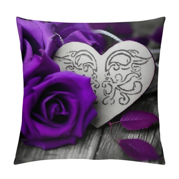 ARISTURING Floral Pillow Covers Purple Throw Pillow Covers Gray Black Purple Pillows Decorative Couch Pillow Covers Living Room Sofa Bed Rose Flower Love Farmhouse Outdoor Summer Pillowcase