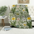 thumbnail image 1 of ARISTURING  Floral Throw Blanket, Vintage Garden Plants Herbs Flowers Botanical Classic Design Art, Flannel Accent Piece Soft Couch Cover for Adults, Reseda Green Beige, 1 of 6
