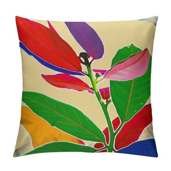 ARISTURING Floral Throw Pillow Cushion Case, Abstract Botanical Look Design of Modern Plant Ornament Colorful Print, Modern Accent Double-Sided Digital Printing,Green Coral Beige