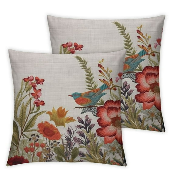 ARISTURING Flower Field Rectangle Pillow Covers Watercolor Lovely Rose Garden Floral Plant Marriage Flowers Lumbar Pillow Cases for Outdoor Square Couch Chair Cushion Cover 2pcs