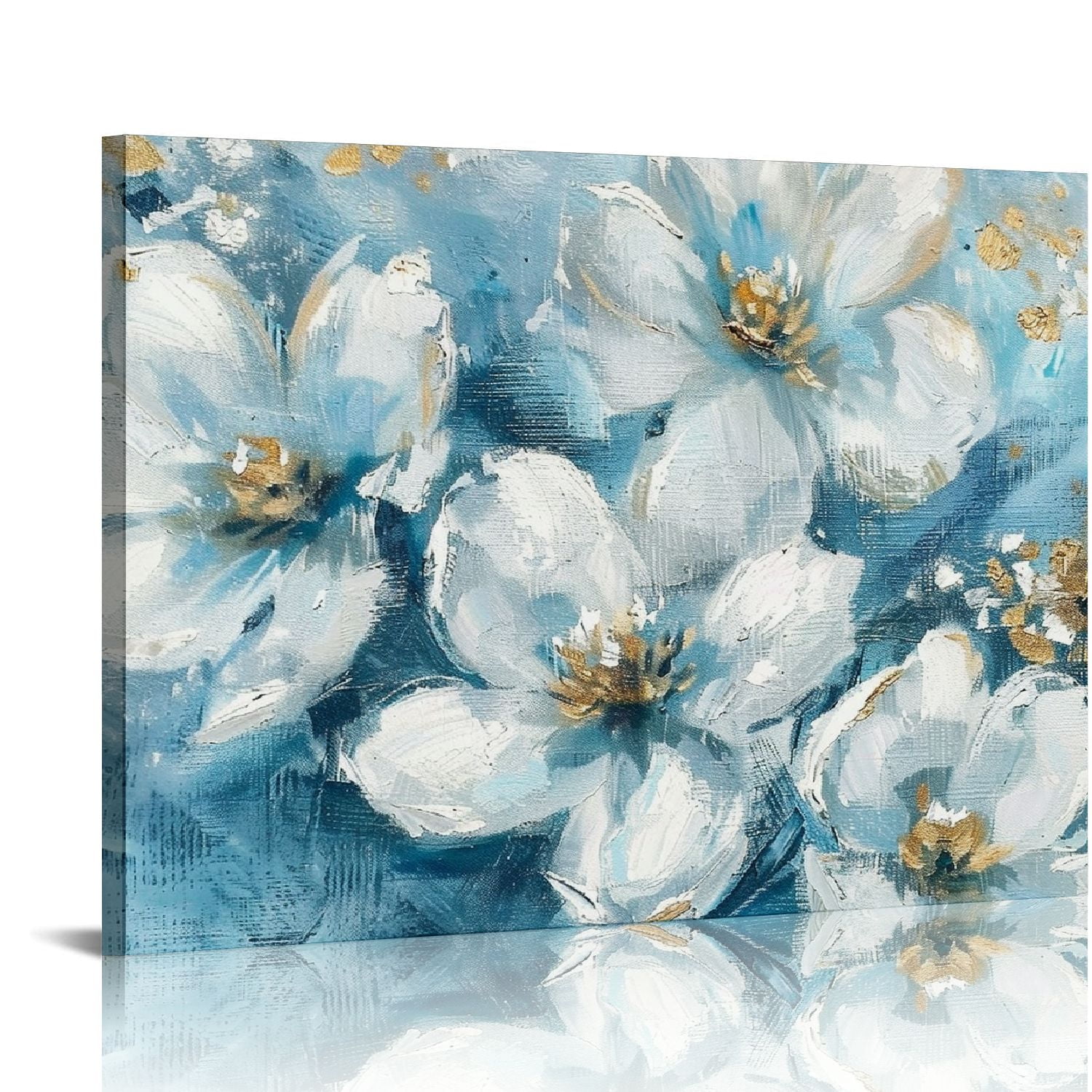ARISTURING Flower Wall Art Abstract Blue Large Magnolia Canvas Artwork