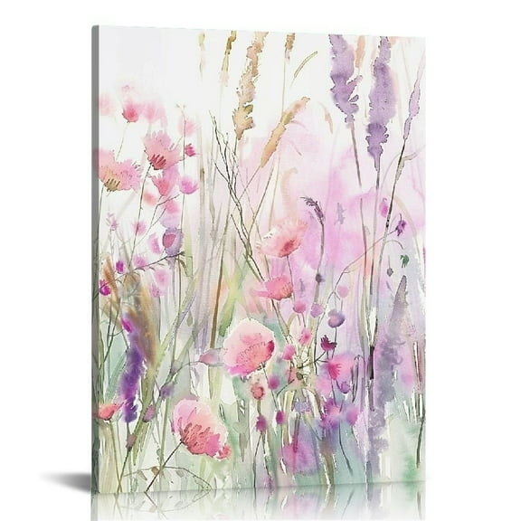 ARISTURING  Flower Wall Art Colorful Botanical Decor Pink Wildflower Pictures Watercolor Canvas Prints Framed Painting for Kitchen Living Room Bedroom Bathroom