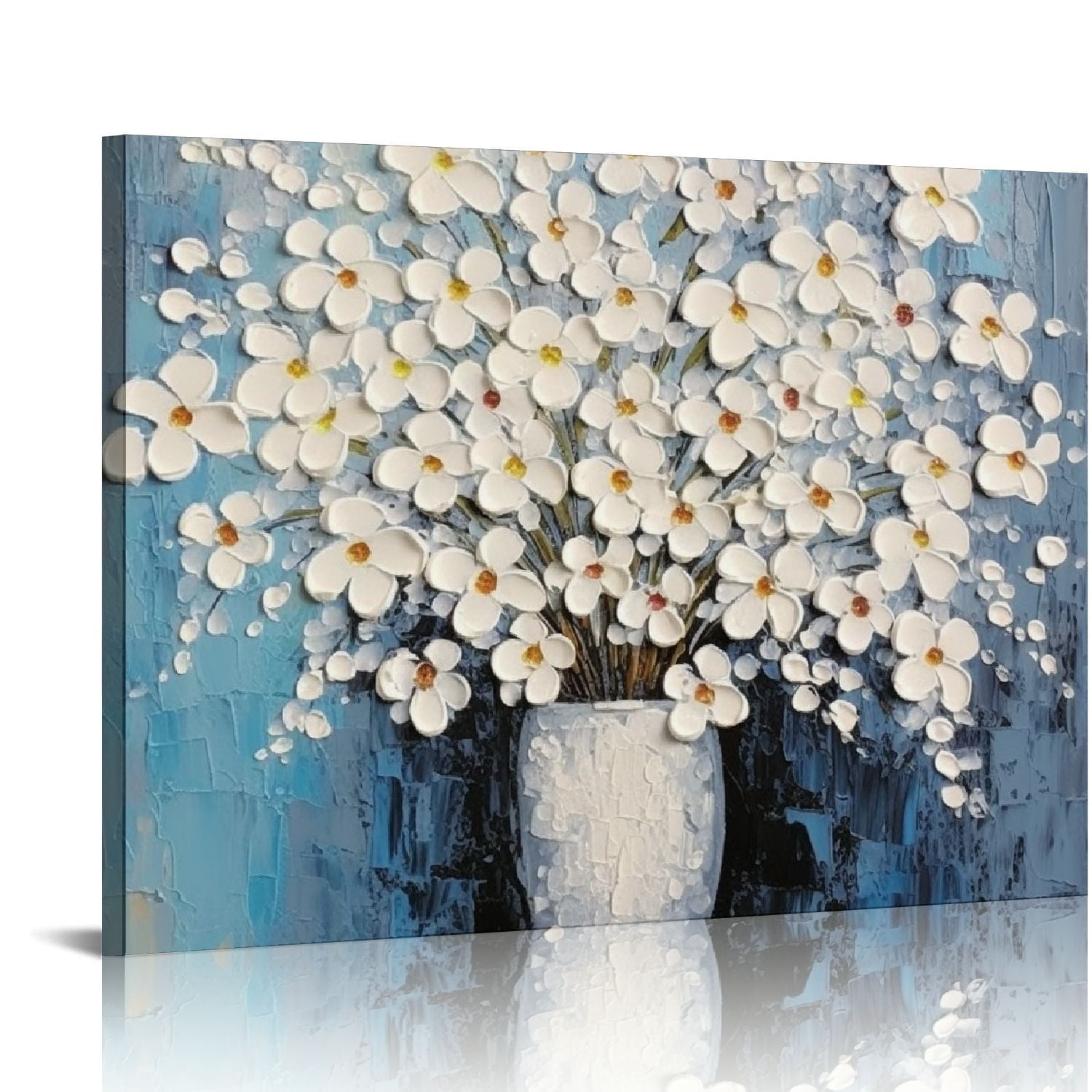 ARISTURING Flowers Canvas Wall Art Blue and White Blossom Pictures ...