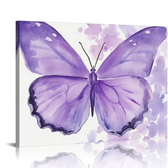 ARISTURING Framed Butterfly Canvas Wall Art Purple Butterfly Poster Prints, Colorful Butterfly Painting Wall Decor for Girls Bedroom Nursery Living Room Home 20x16in