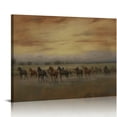 thumbnail image 1 of ARISTURING Framed Canvas Print Wall Art Horse Riders in Dark Watercolor Landscape Nature Wilderness Illustrations Impressionism Scenic Multicolor for Living Room, Bedroom, 20x16 inch, 1 of 4