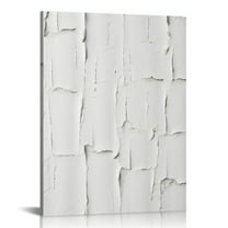 ARISTURING Framed Canvas Print Wall Art Textured White Paint Stroke Collage Abstract Geometric Illustrations Minimalism Decorative Multicolor Calm/Zen for Living Room, Bedroom, Office