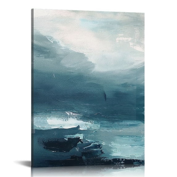 ARISTURING Framed Canvas Wall Art Blue and White Print Abstract Brushstroke Canvas Prints Home Artwork Decoration for Living Room,Bedroom