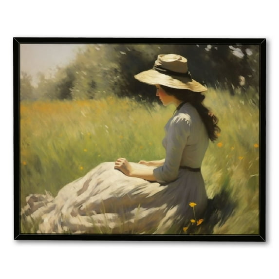 Jiayy Framed Canvas Wall Art Vintage Print Home Decor,Girl in the Garden Forest Art Decorative Classic Prints for Living Room, Bedroom, Office Wall Decor