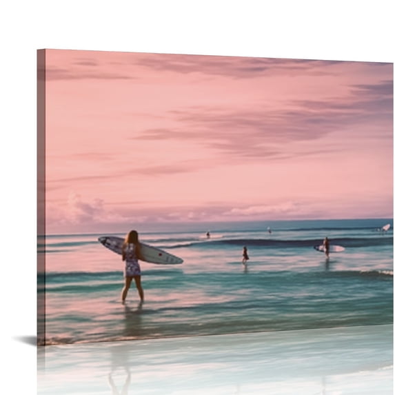 ARISTURING Framed Trendy Coastal Cowgirl NewsPaper Wall Art Prints,Beige Oak Wood Frame,,Western Wall Art Vintage Bar Cart,Dorm Retro Surfing Home 16x12in