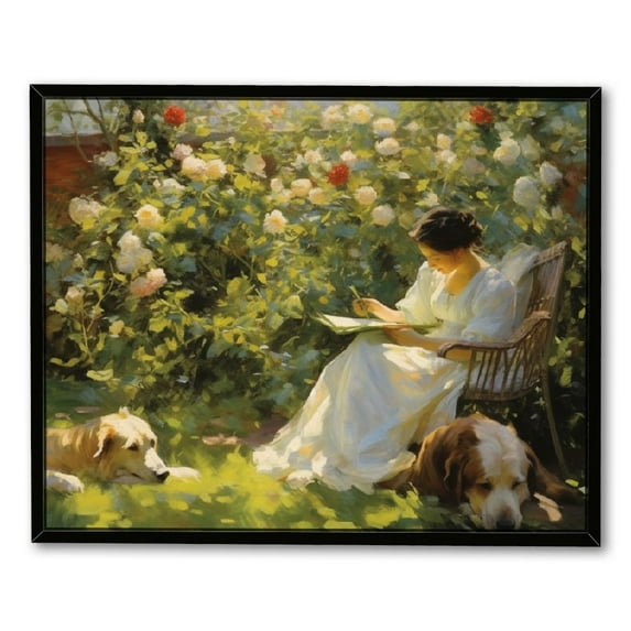 ARISTURING Framed Vintage Canvas Wall Art Vintage Rose Garden Art Print, Vintage Wall Art Decor for Living Room Nature Landscape for Bathroom Bedroom Living Room Natural Framed