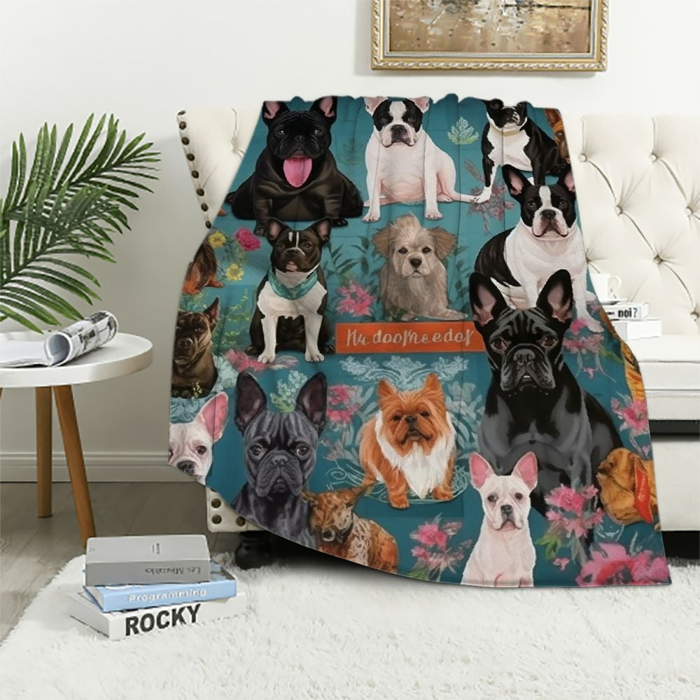 ARISTURING French Bulldog Throw Blanket for Kids Cute Funny Flannel