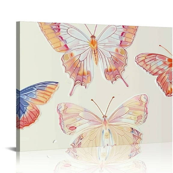 ARISTURING Funky Pink Butterfly Canvas Wall Art Pink and Orange Posters for Room Aesthetic Trendy Preppy Butterflies Poster Pink Butterfly Prints Hot Pink Girly Art Print 20x16in