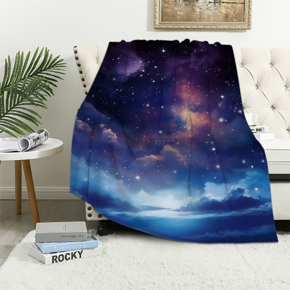 ARISTURING  Galaxy Blanket, Outer Space Universe Warm Throw Blanket for Couch Sofa Bed Adults Women Man, ,Blue Purple