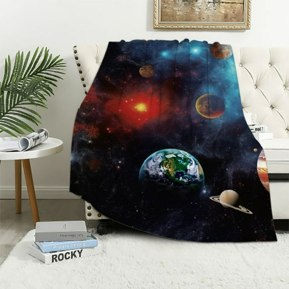 HENGT Galaxy Planet Blanket Gifts - Kids Boys Men Outer Space Universe Throw Blanket Soft Warm Plush Blanket for Teens Teenagers Birthday Halloween Fathers Day