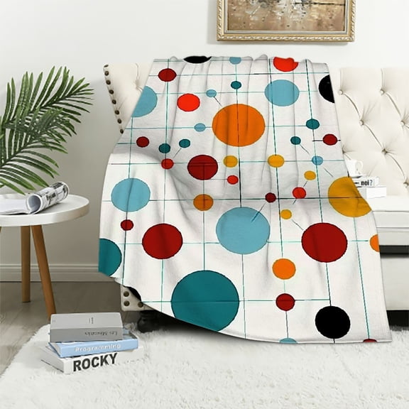ARISTURING Geometric Shapes Circles Dots Flannel Material Blanket for All Seasons Throw Blanket 60x80in