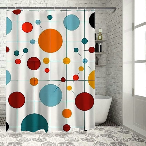 ARISTURING Geometric Shapes Circles Dots Shower Curtain for Bathroom
Set with Hooks 36x72