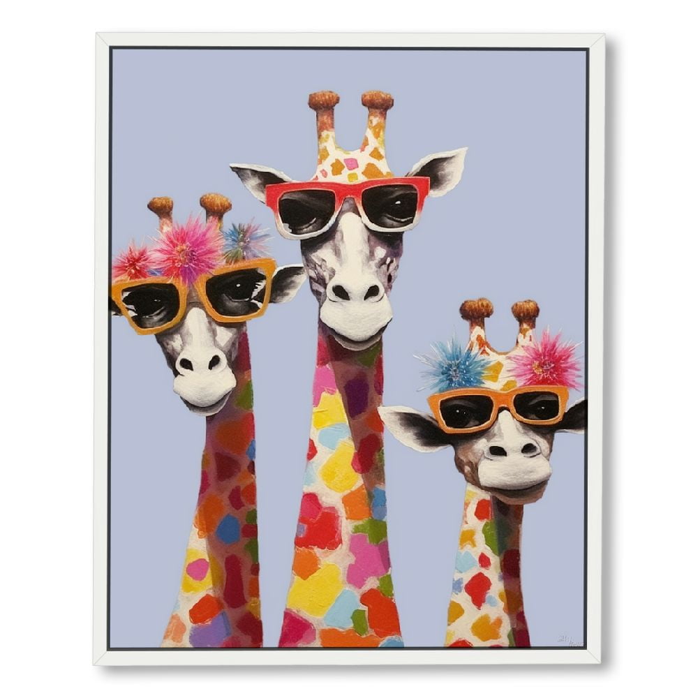 Jiayy Giraffe Family Canvas Wall Art Animal Poster Prints Picture With ...