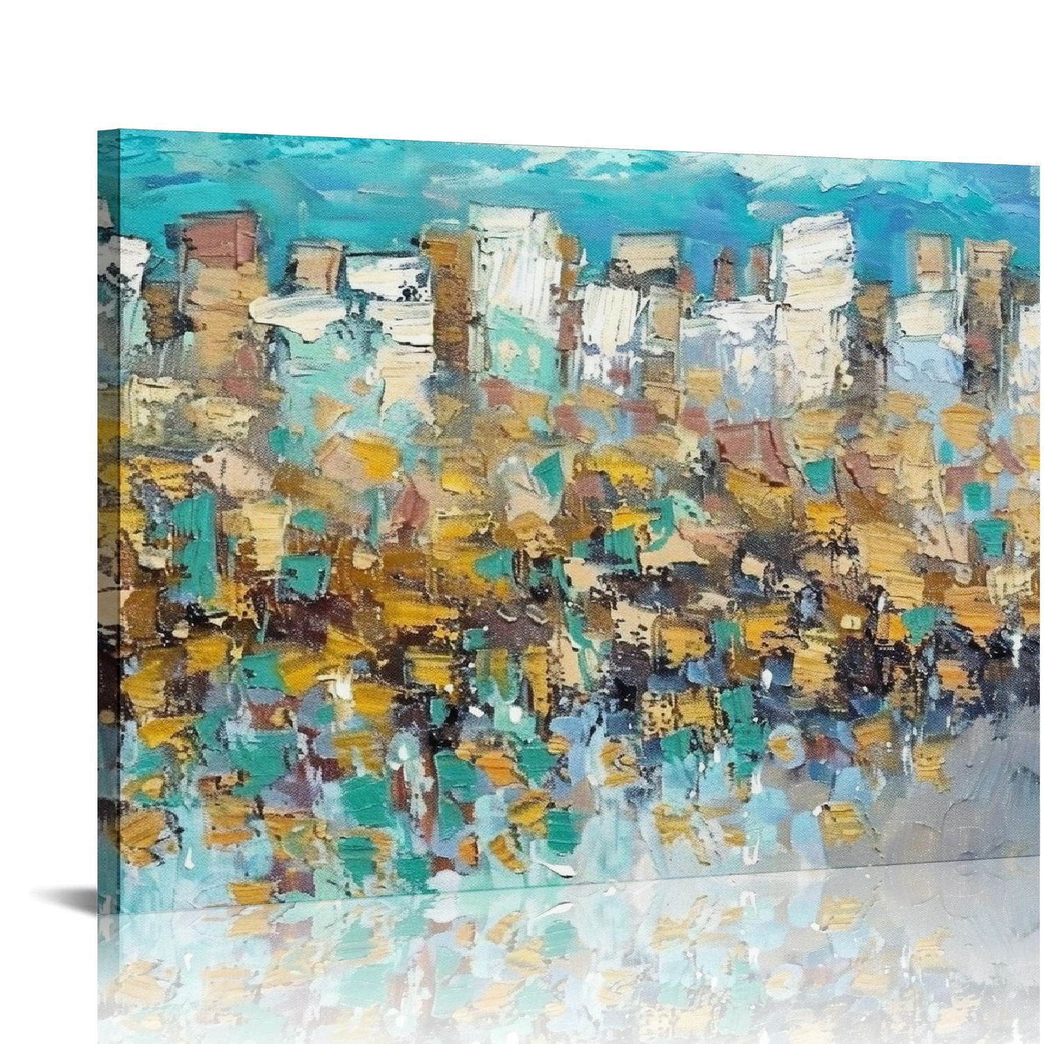 ARISTURING Gold Foil Canvas Wall Art: Abstract and Modern Painting Blue ...