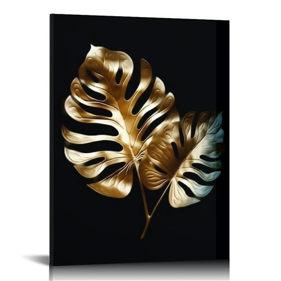 ARISTURING Gold Leaf Art Prints,Modern Black Gold Botanical Tropical Plant Leaves Wall Art Decor,Foliage Inspirational Quotes Canvas Gallery Poster Prints for Bedroom Room Home Decor
