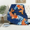 thumbnail image 1 of ARISTURING Goldfish Wave Pattern Flannel Blanket Soft Plush Blankets for All Seasons 40x50in, 1 of 6