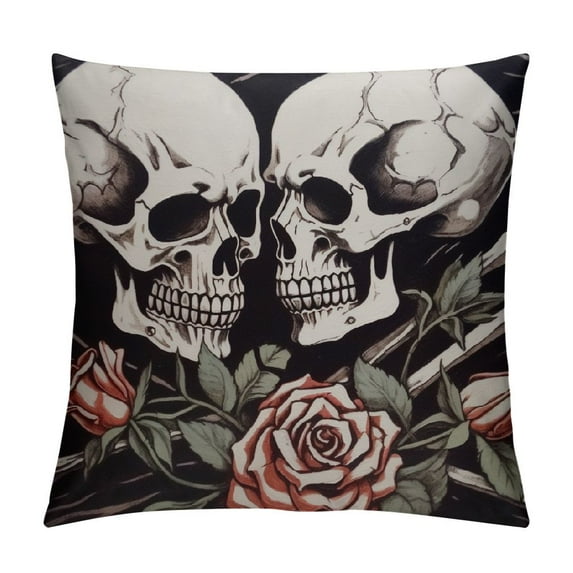 ARISTURING Gothic Pillow Covers,Skull Couple Decor Throw Pillow Covers for Bedroom Room Sofa Couch,Couple Pillow Covers,Halloween Pillow Covers Gothic Valentines Skeleton Gifts for Women