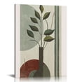 thumbnail image 1 of ARISTURING Green Sage Boho Canvas Wall Art, Mid-Century Wall Art Beige Green Geometric Line Leaf Moon Painting Canvas Prints for Bedroom Home Decor, Boho Living Room Wall Decor, 1 of 5