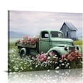 thumbnail image 1 of ARISTURING Green Truck with Blush Morning Glory Poster Canvas Print Painting Picture Wall Art Bedroom Living Room Decor, 1 of 5