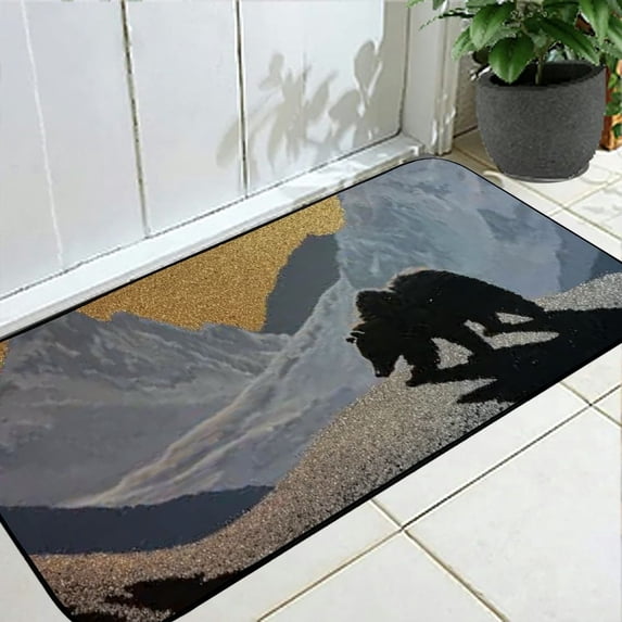 Jiayy HOMIEBUDS Silhouette Bear with Mountain Range Themed Outside Coir Front Door Mat, 19.68*47.24 in